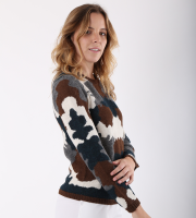military style sweater in intarsia fabric