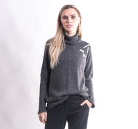 Sweater with details made with the intarsia technique on the back and front