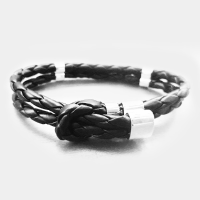The Casual Leather and Silver Bracelet for Men