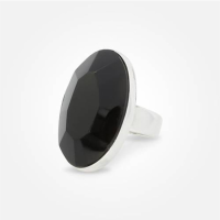 Silver Ring with Peruvian Obsidian Handmade 