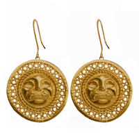 Pre-columbian dangles earring | "Feline face" pendant |  SKU: PARSEA - 01C   Talla L,  Ø 3.5 cm - ↕ 5.5cm  |  