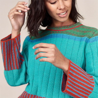 Ribbed Stripes Baby Alpaca Pullover 