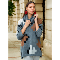 Geometric Intarsia Sweater, made with alpaca fiber - AWAYMANTA