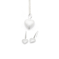 Chopped Heart 925 Sterling Silver Necklace and Earrings  Jewelry Set- Baliq