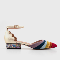 Sunshine Leather and Velvet Flat