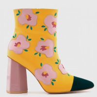 Alondra Leather Bootie Mustard