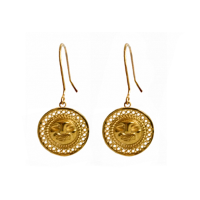 Pre-columbian dangles earring | "Feline face" pendant | SKU: PARSEA - 01A   Talla S,  Ø 1.8 cm - ↕ 3.5cm  |  