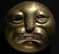 Original Piece of "Feline  Face" | Lord of Sipan Treasure | Huaca Rajada Site Museum | Chiclayo - Perú |
