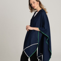 Blue Cape  with fringes on the neck be alpaca