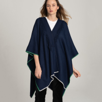 Blue Cape with fringes on the neck be alpaca