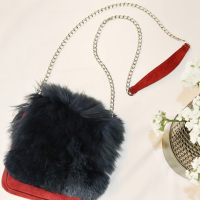 Suede Caprine Leather Small bag with Suri Alpaca
