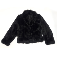 Black alpaca fur dress coat