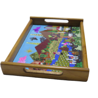 Wooden Tray with Arpillería