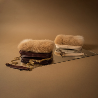 Suede Caprine Leather Clutch with Huacaya Alpaca