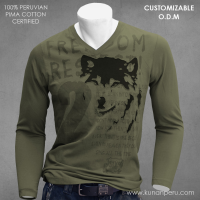 100% pima cotton ¨v¨  neck t-shirt. 150grsm
