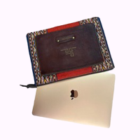 Leather Laptop Bag with Andean Textile Detail