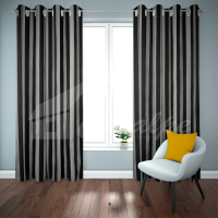 Striped jacquard eyelet curtain