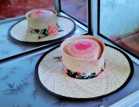 Straw Hat Palma Macora Dyed with Chalan Style Design