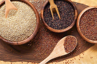 Red, black and white quinoa grains