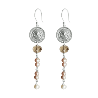 Silver Qallma Feline Earring  |Pendant Earring |Peruvian Silver 950 and natural pearls |Pre - Columbian Jewelry |