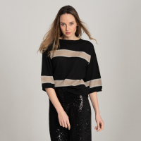 Black Baby Alpaca sweater with stripes be alpaca