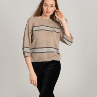 Beige Baby Alpaca sweater with stripes be alpaca