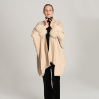 Cape with Natural Alpaca Fur Cuffs