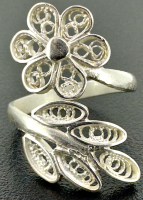 Ring double Flower Design adjustable