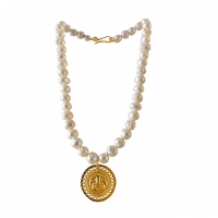 QASA NECKLACE |SKU: PARSEA - 071 | Talla M:  Ø 2.8 cm - ↔ 40 cm | Material: bronce recubierto de oro de 24k | The Lord of Sipan Treasure – Chiclayo |