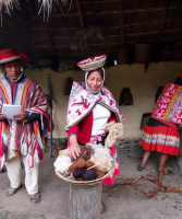 Artisans working with alpaca wool