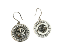 Front & Back | Silver Tara Feline Pendant  |Pendant Earring | Peruvian Silver 950 |Pre - Columbian Jewelry |