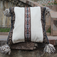 Living Room Cushion Cover with Pompoms